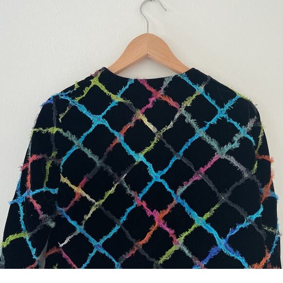 CHICOS Colorful Textured Velvet Cropped Statement Art Jacket Sz Art Velour - Picture 5 of 9